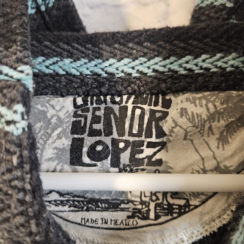 Original Senor Lopez Woven Mexican Baja Hoodie Mexican Surf Pullover Small - Picture 4 of 6